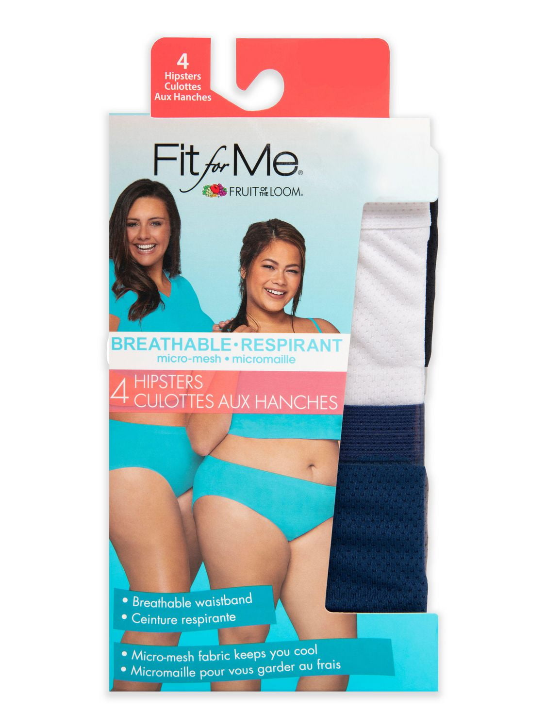 Women's Plus Size Fit for Me® by Fruit of the Loom® Breathable Micro-Mesh Hipster Panty
