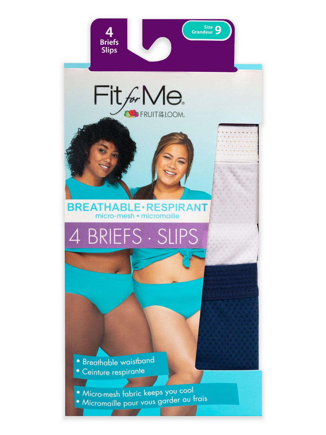 Women's Plus Fit for Me Assorted Heather Brief Underwear, 5 Pack; Sizes 9-13