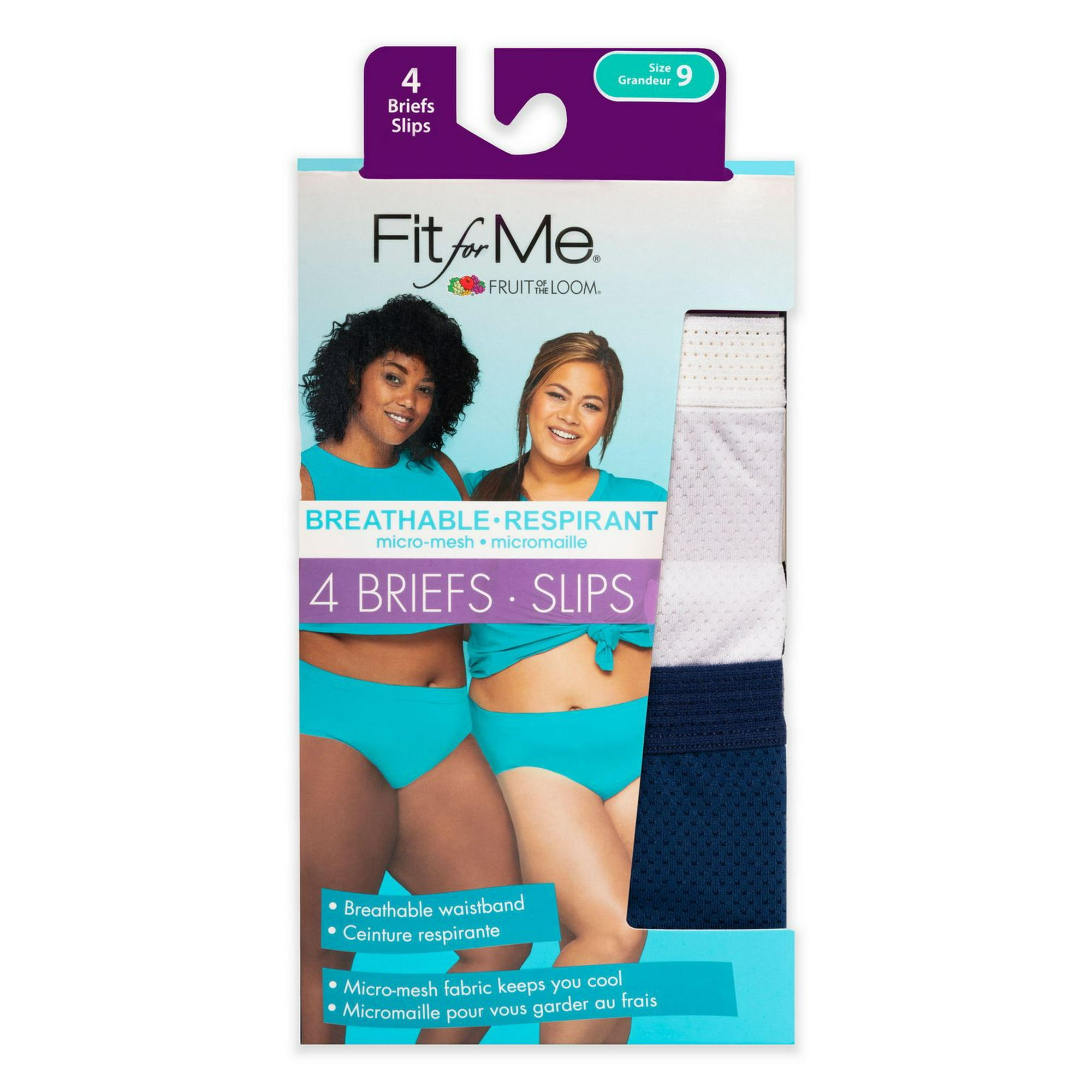 Women's Plus Size Fit for Me® by Fruit of the Loom® Breathable Micro-Mesh Brief  Panty, 4-Pack, Sizes: 9-13 