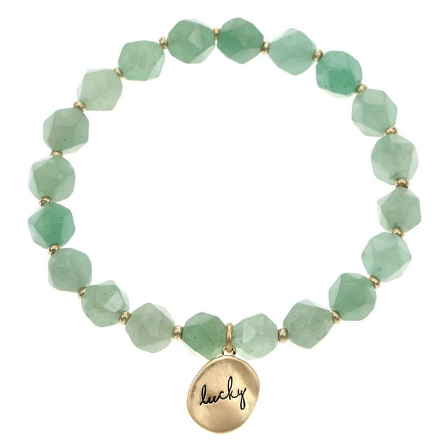 Luxury Designs Bracelet extensible « Lucky » Aventurine facettée