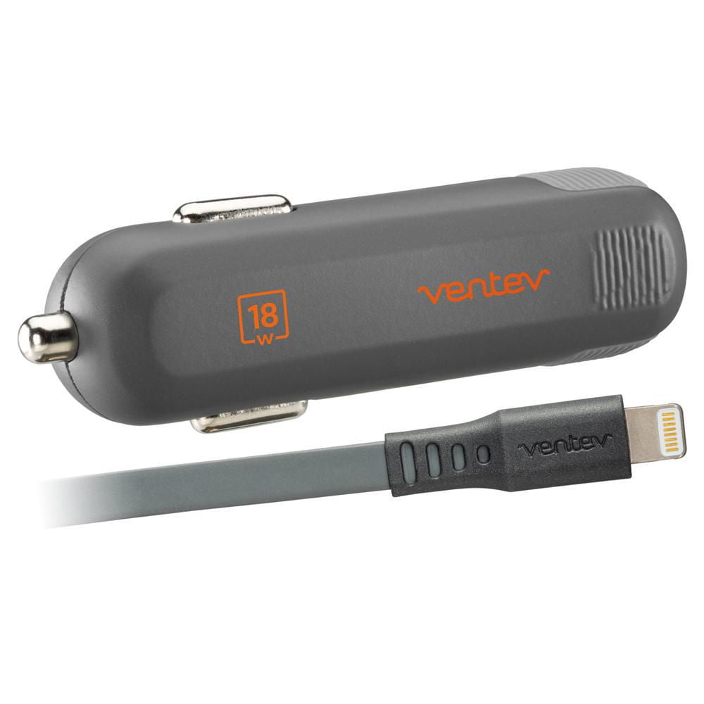Ventev PD Car Charger w/USBC to Lightning Cable 18W Grey