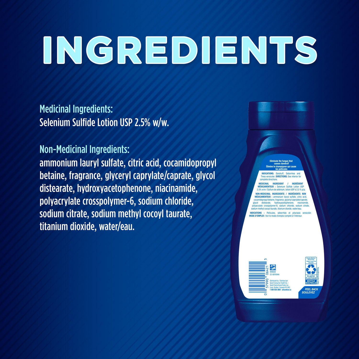 Selsun Blue 2.5% Extra Strength Anti-Dandruff Shampoo, Clinically Proven Selenium Sulfide, Dandruff Treatment, Seborrhea and Tinea Versicolor, Vitamin B3 to Promote Healthy Looking Hair, 250mL, 250mL