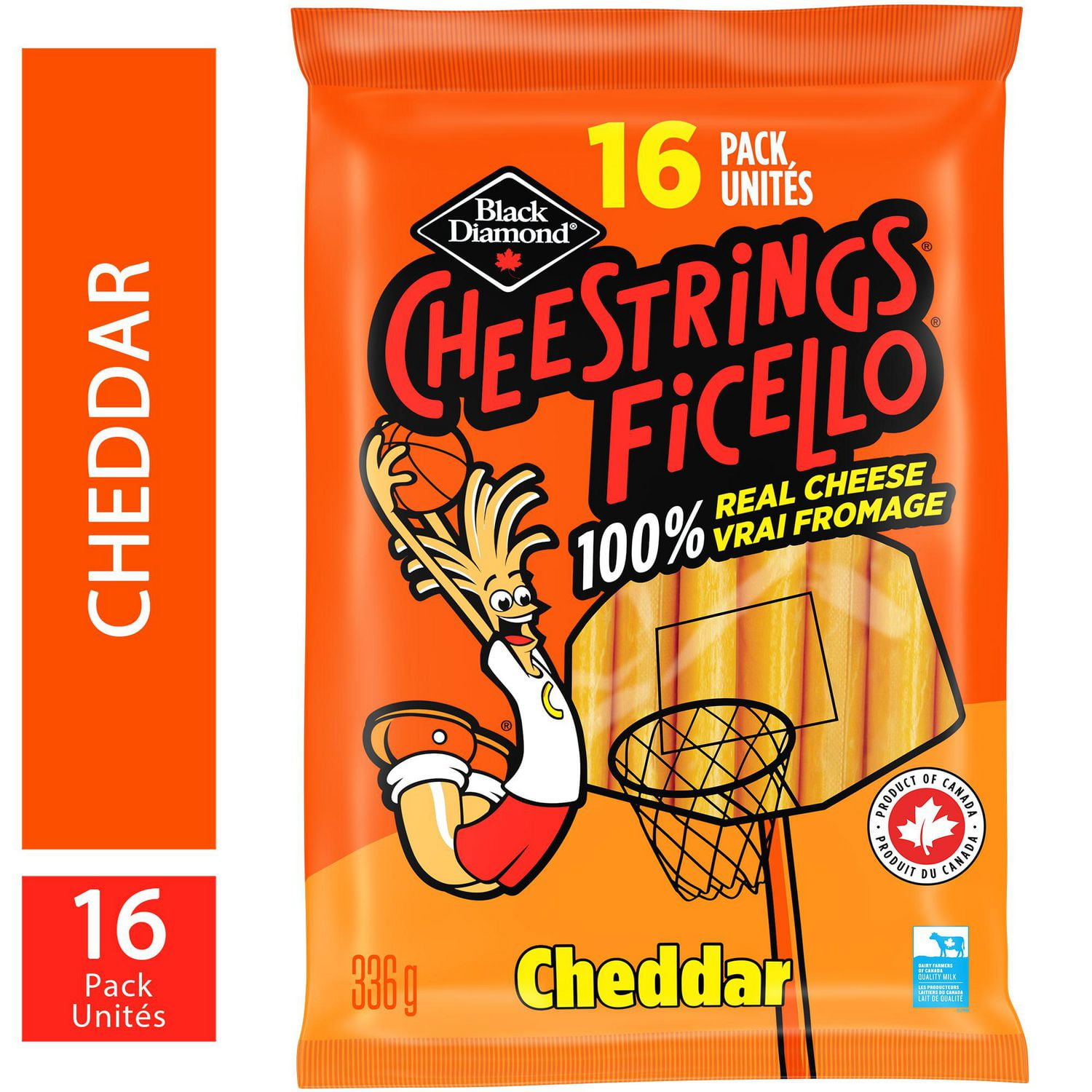 Black Diamond Cheddar Cheese Cheestrings, 16 units, 336 g