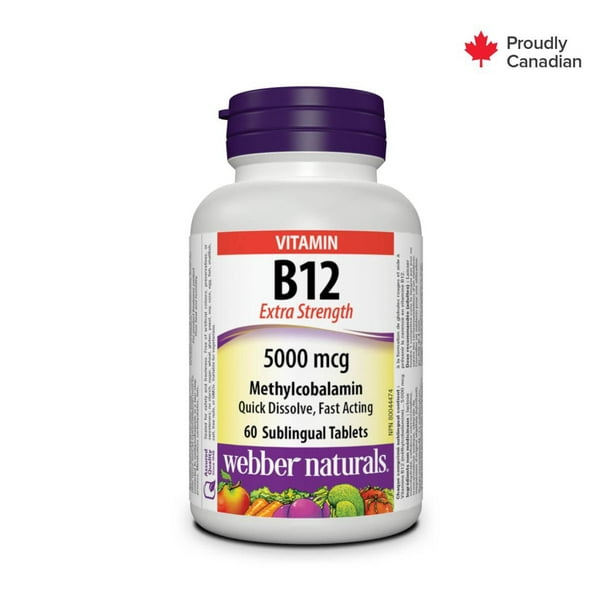 Webber Naturals Vitamine B12 5 000 mcg ultra-fort 60 comprimés sublinguaux