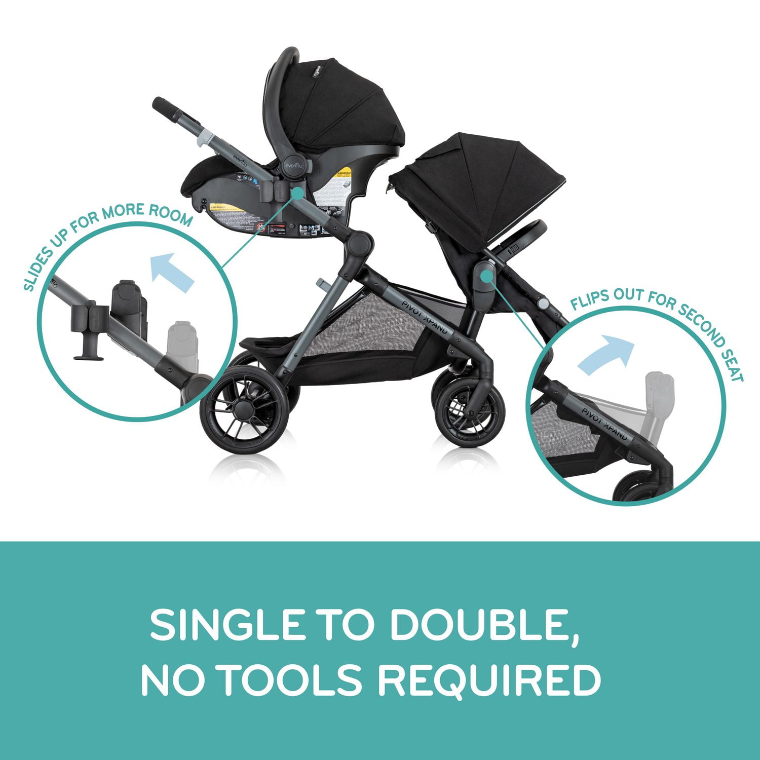 Evenflo Pivot Xpand Modular Travel System w LiteMax Infant Car Seat with Anti Rebound Bar Walmart