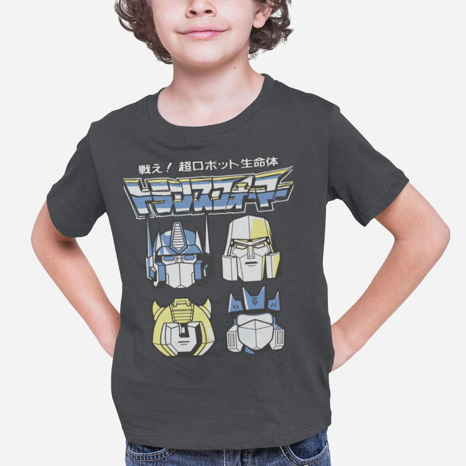 Transformers Boy's basic tee shirt. This boys crew neck tee shirt has short sleeves and a trendy print and