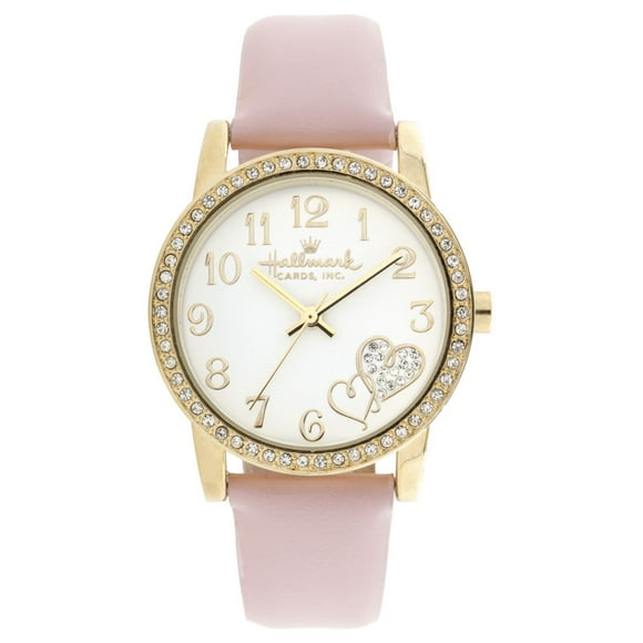 Montre analogique de Hallmark pour femmes avec motif deux coeurs, or