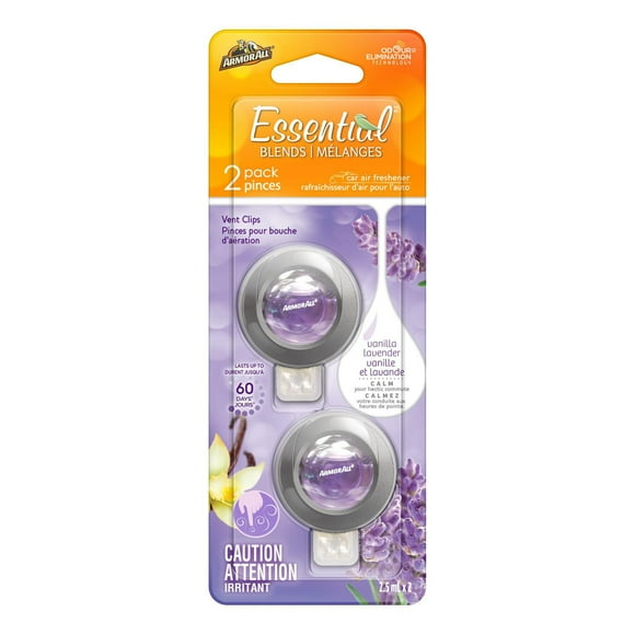 Armor All Essential Blends Air Freshening Vent Clip – Vanilla Lavender Scent (0.08 fluid ounces), Air Freshening Vent Clip –