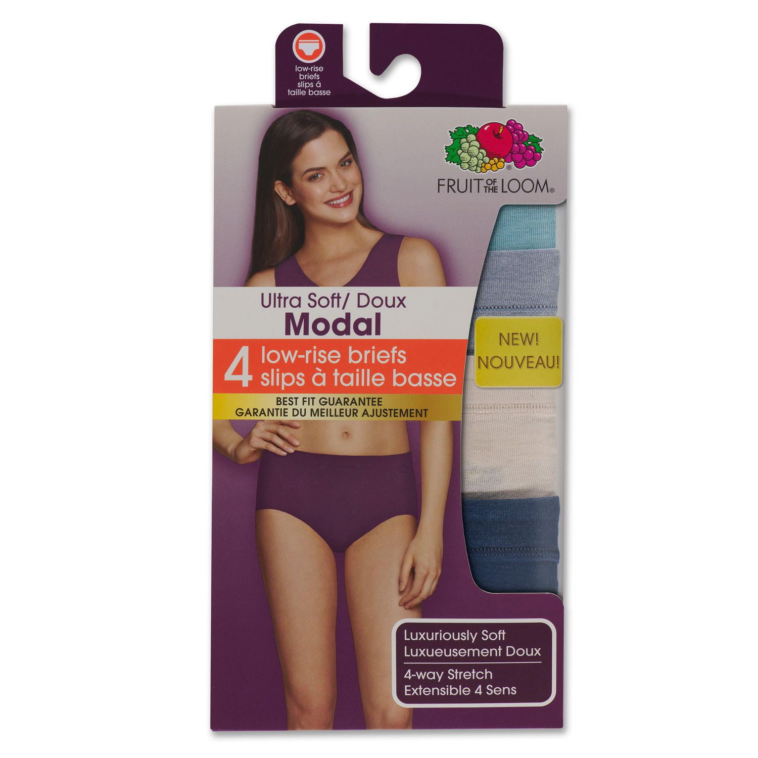 Fruit of the Loom Women's Ultra Soft Modal Hipster Underwear, 4 pack, Sizes:  5 - 8 