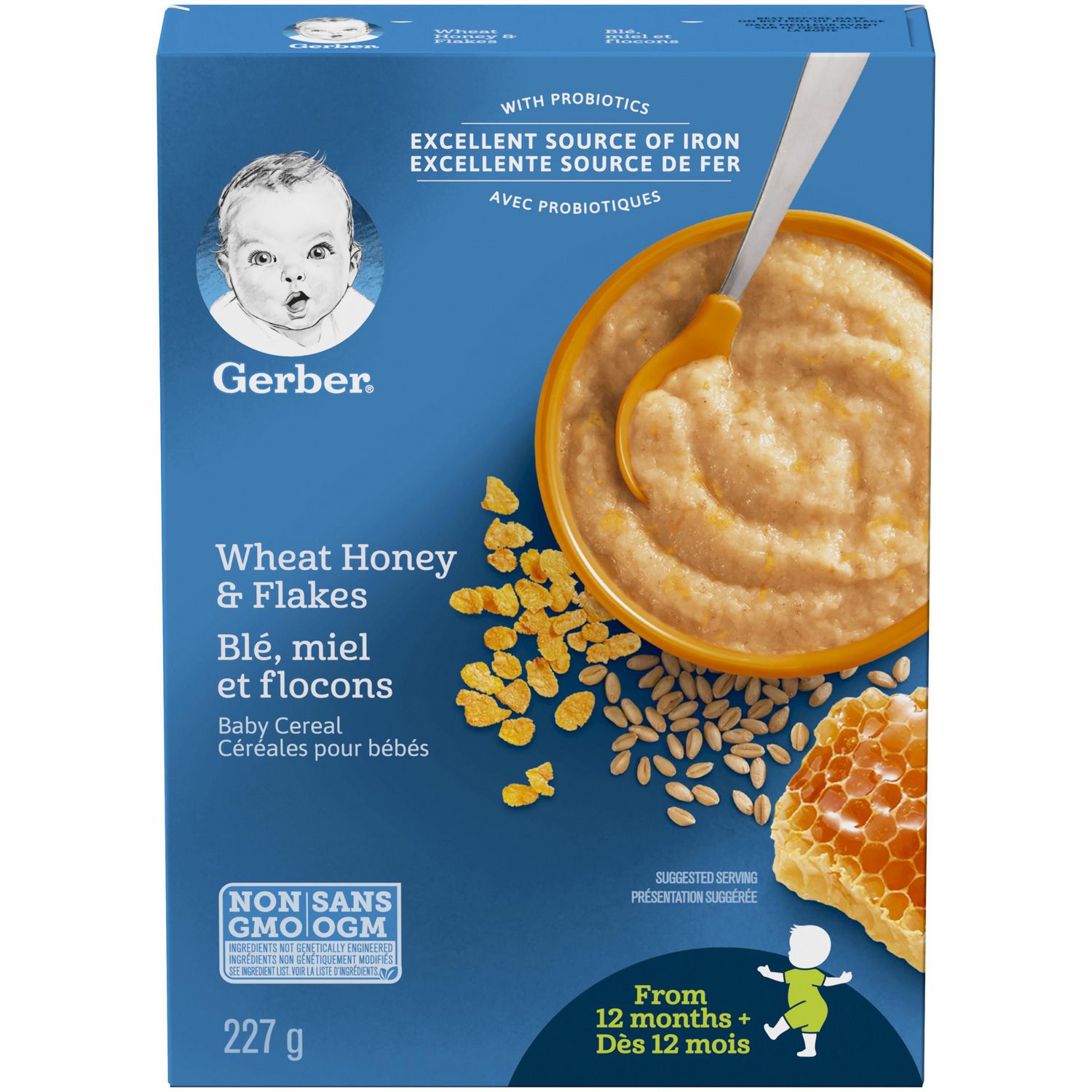 Céréales pour bébés GERBER® Étape 4 Blé miel et flocons 227 g 227 GR