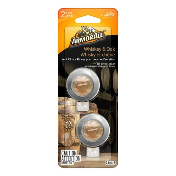 Armor All FRESH fx Car Air Freshener Vent Clip – Whiskey & Oak Scent (0.08 fluid ounces), FRESH fx Car Air Freshener