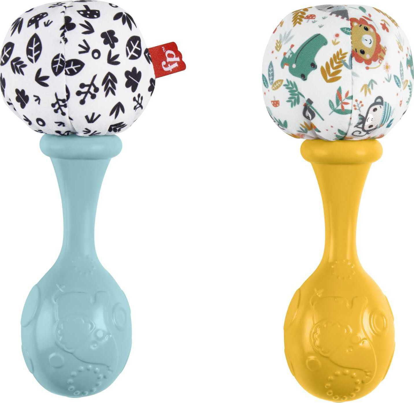Fisher-Price Baby Rattle ‘n Rock Maracas Toys, Set of 2 for Infants 3+ Months, High Contrast, Ages 3M+