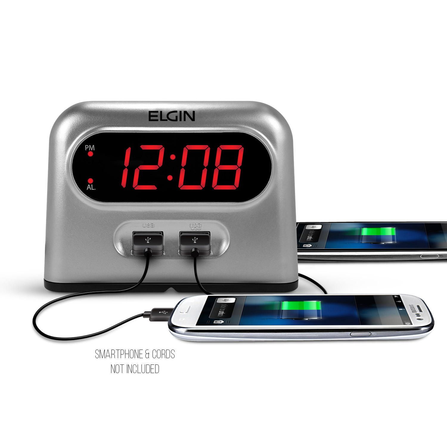 Elgin Digital Alarm Clock with 2 AMP USB Charger Port Walmart Canada