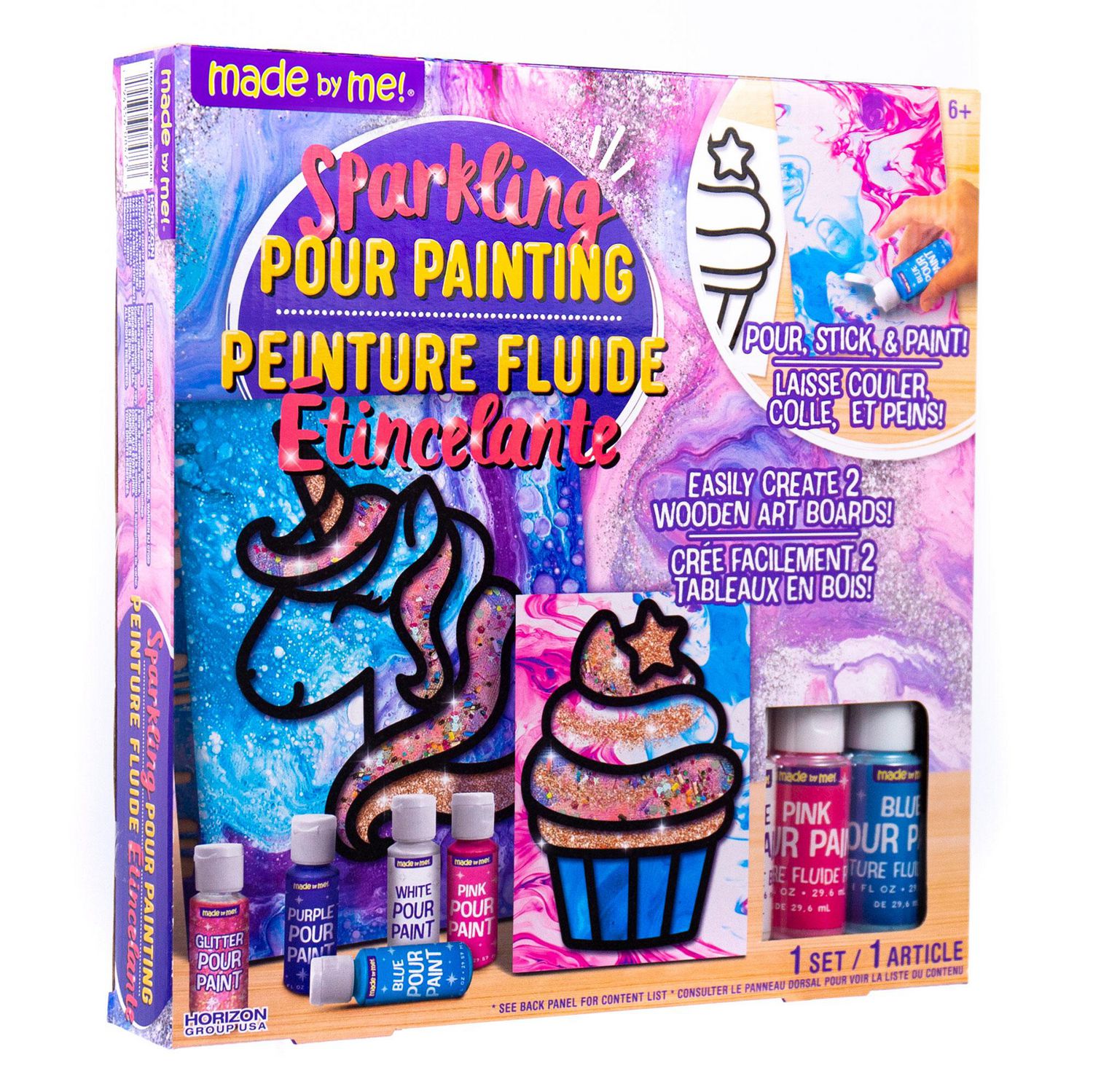 Made By Me Sparkling Pour Painting Set, 14-Piece Paint Set, Pour