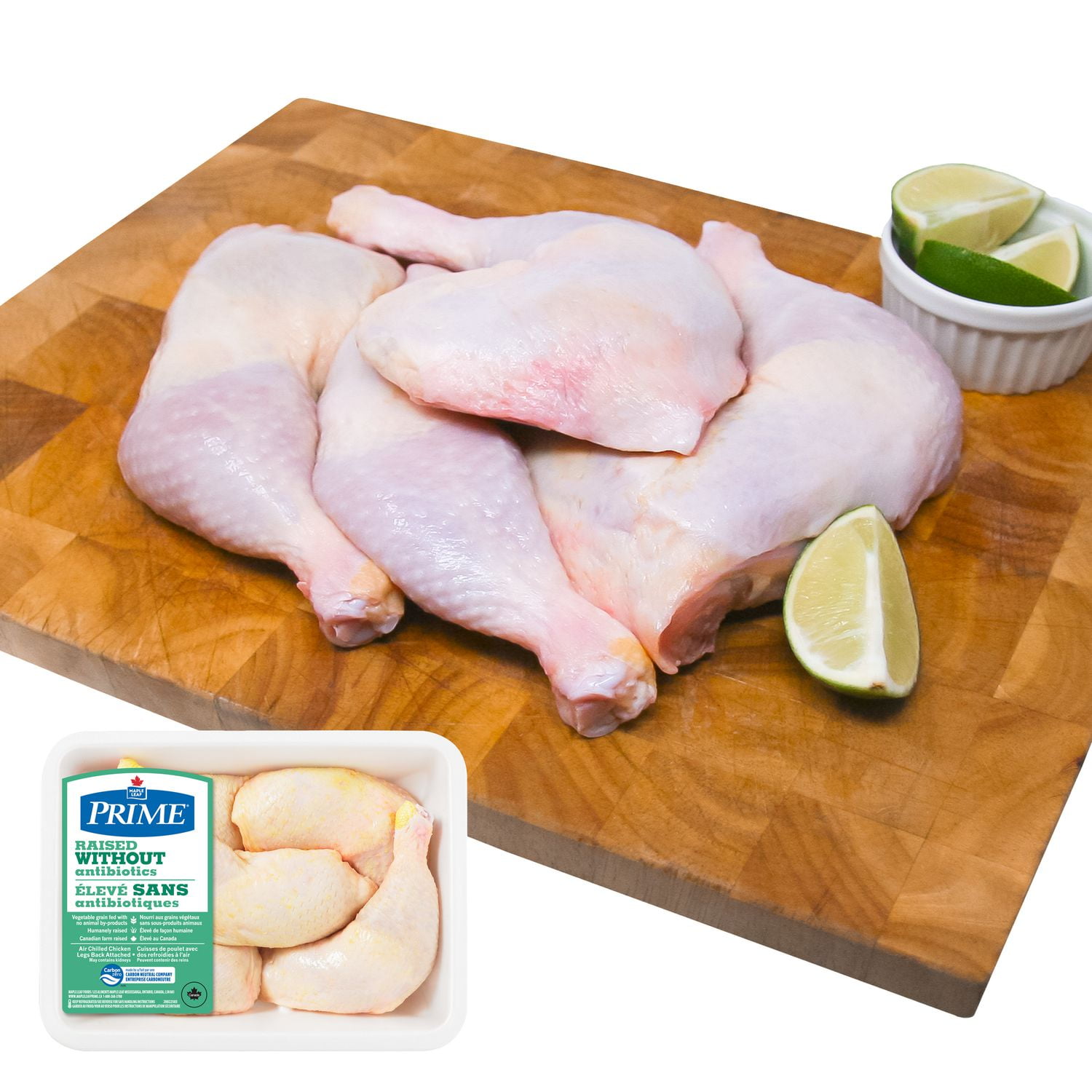 Prime Fresh Chicken Back Attached Leg Quarters, Raised without