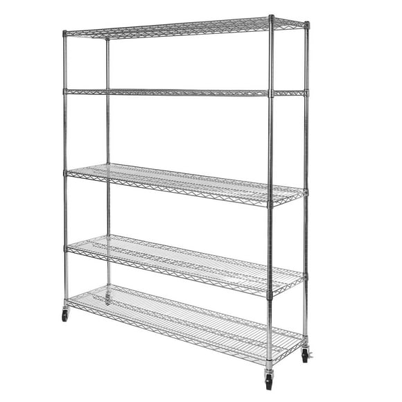 5-Tier NSF Steel Wire Shelving Rack, 60" x 24" x 72"