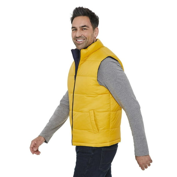 Pisexur Men's Puffer Vest Outdoor Casual Stand Collar Padded Jacket Coat  Vest 
