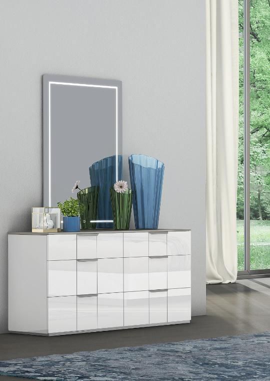 Harvey Dresser In 2 Tone Gloss White, How To Add Lights A Dresser Mirror