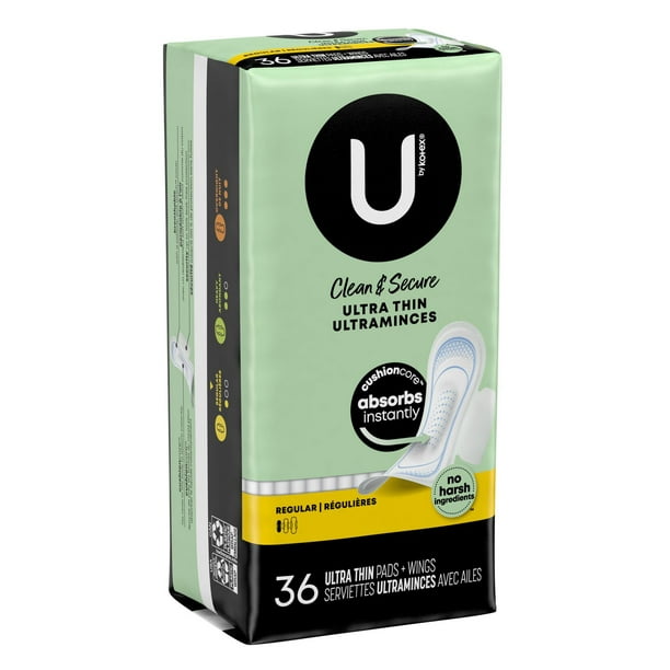 U by Kotex Fitness Ultra Thin Feminine Pads with Wings, Regular Absorbency,  30 Count : : Health & Personal Care