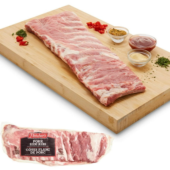 Fletchers Fresh Pork Split Side Ribs, Side Ribs, Split, cryovac, 1.85 - 2.04 KG