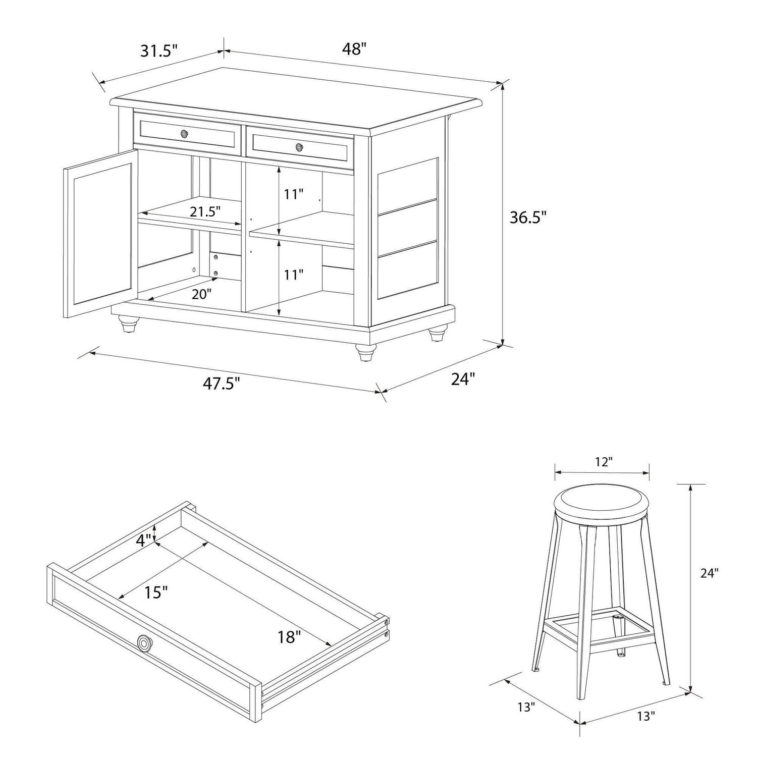 Dorel living deals kelsey kitchen island