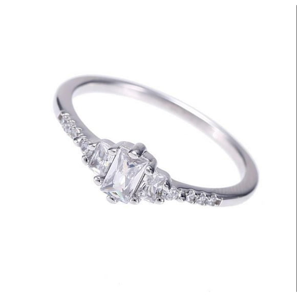 Luxury Designs Sterling Silver 3 Emerald Cut Cubic Zirconia ring