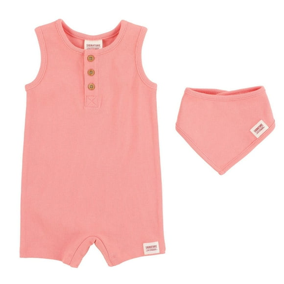 Signature by Levi Strauss & Co. ensemble barboteuse et bavoir pour filles