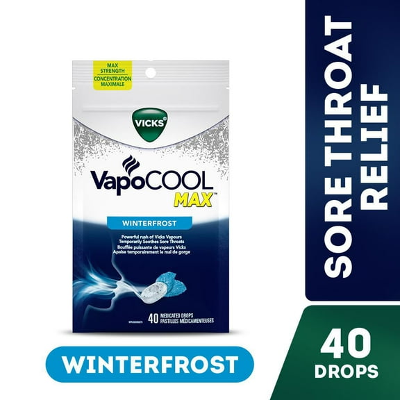 Vicks VapoCOOL SEVERE Medicated Drops, Maximum-Strength Relief to Soothe Sore Throat Pain
