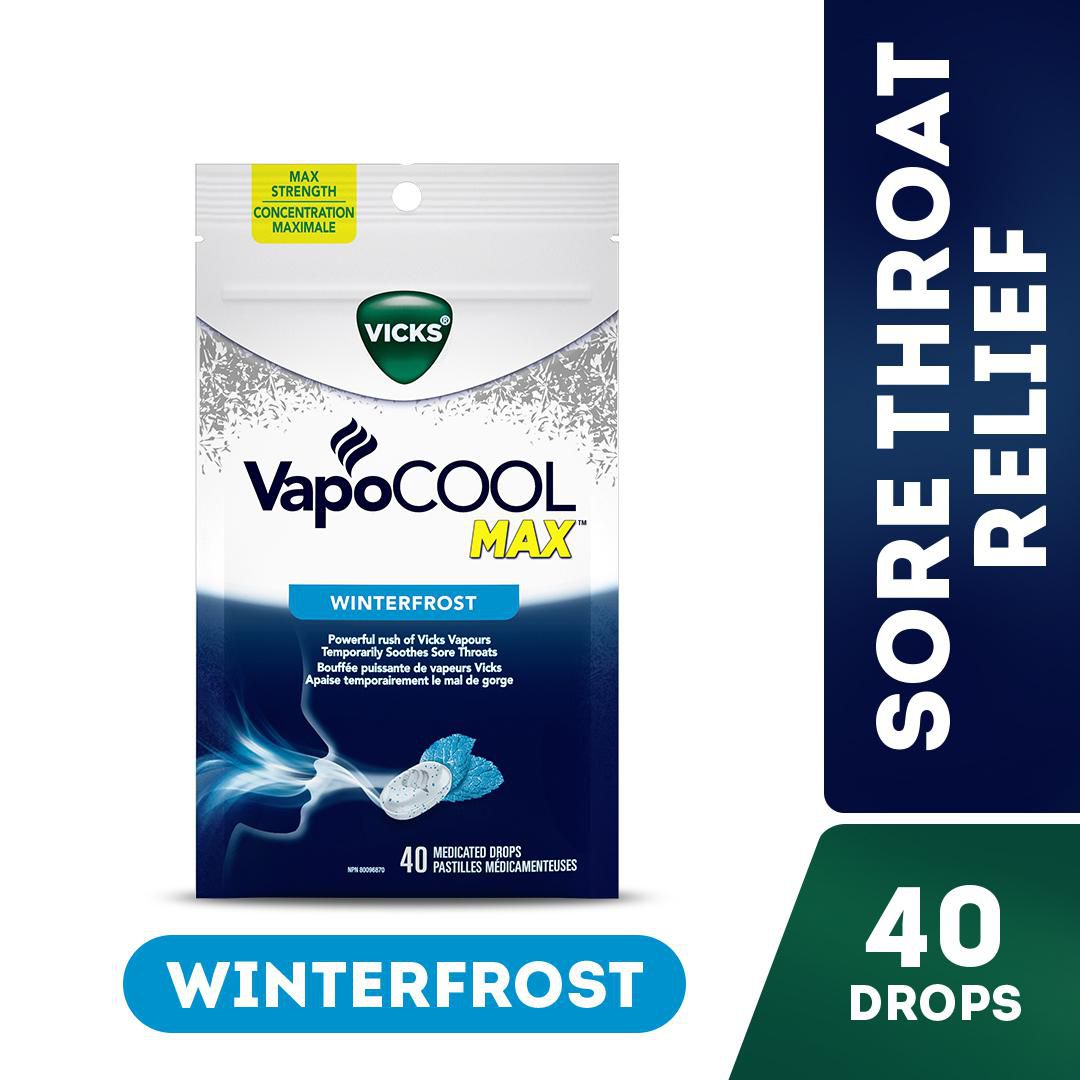Vicks Medicated Cough Drops, VapoCOOL MAX, WinterFrost, 40 Drops