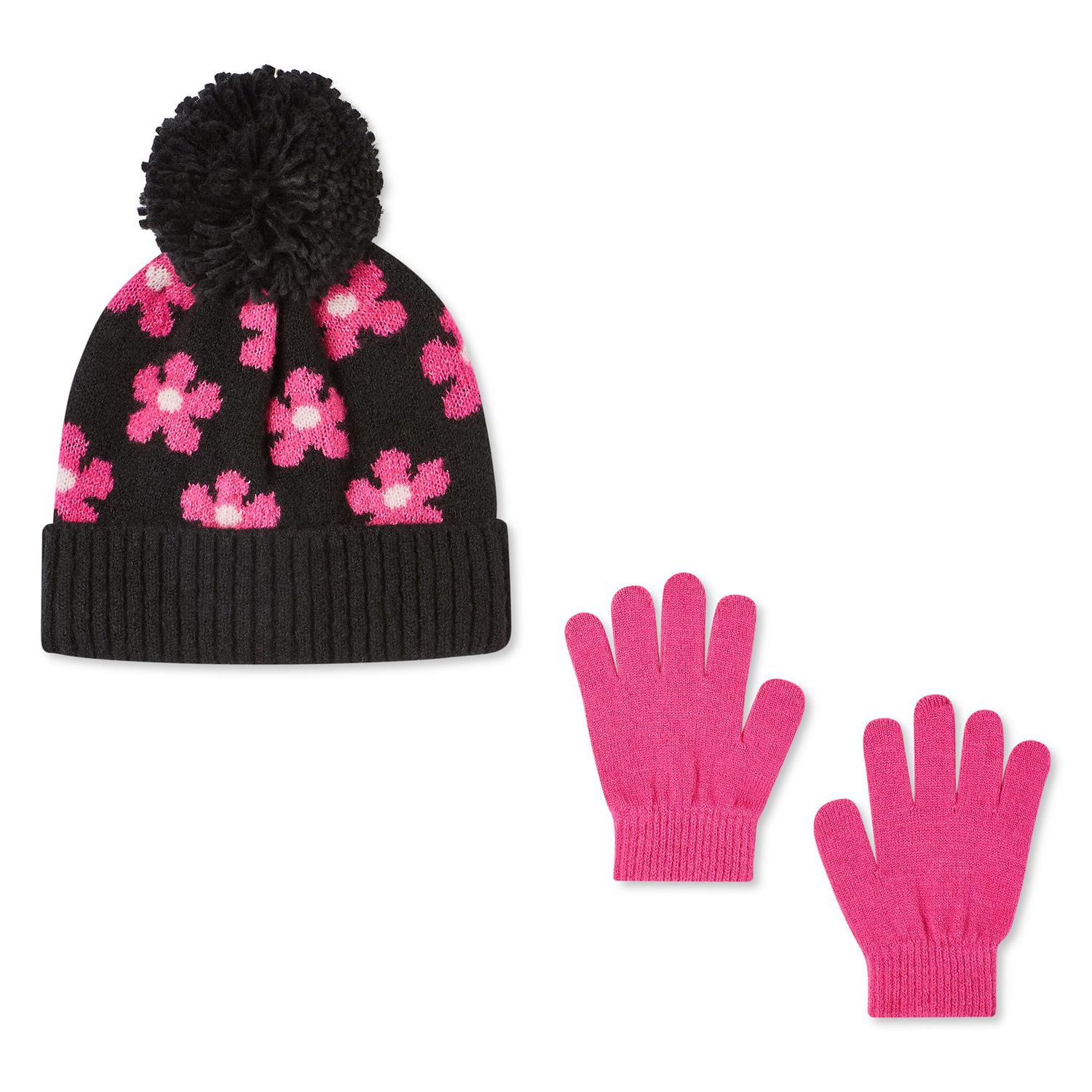 George Girls' Jacquard Knit Hat and Gloves 2-Piece Set