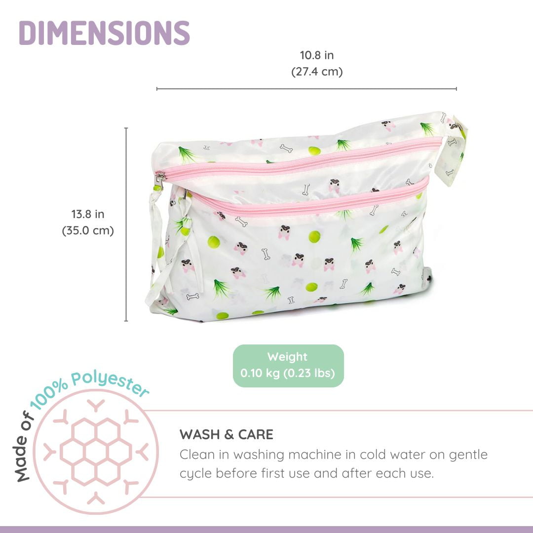 Melii Waterproof Wet & Dry Bag with Handle, for Wet Bathing Suits, Diapers and Potty Training and Dishes, 14x11