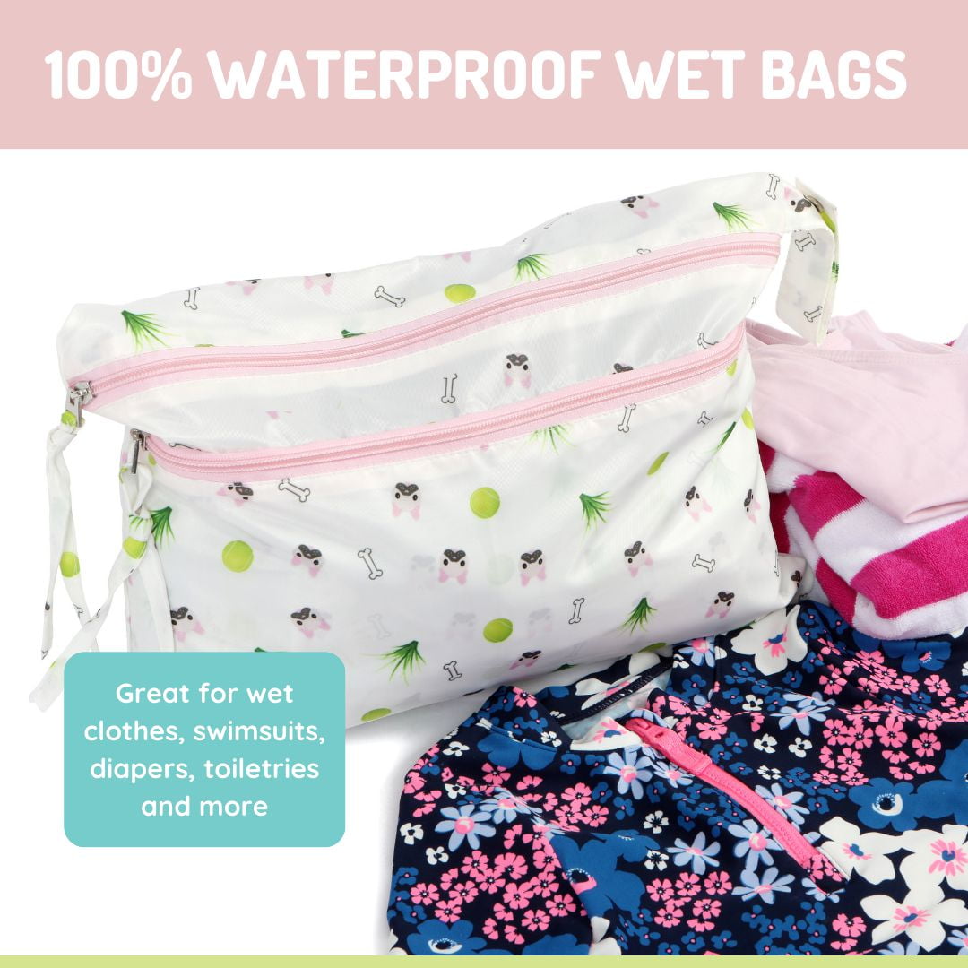 Melii Waterproof Wet & Dry Bag with Handle, for Wet Bathing Suits, Diapers and Potty Training and Dishes, 14x11