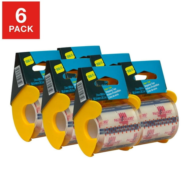 Ruban d'emballage et d'expédition transparent Seal-It, 2 po x 800 po avec distributeur Palmguard, paquet de 6.