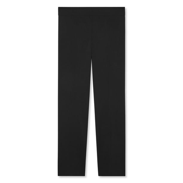 Bamans Women's Skinny Leg Work Pull on Slim Stretch Yoga Dress Pants  w/Tummy Control (Black, Large)