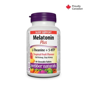 Webber Naturals® Melatonin plus L-Theanine + 5-HTP, Tropical Fruit Flavour