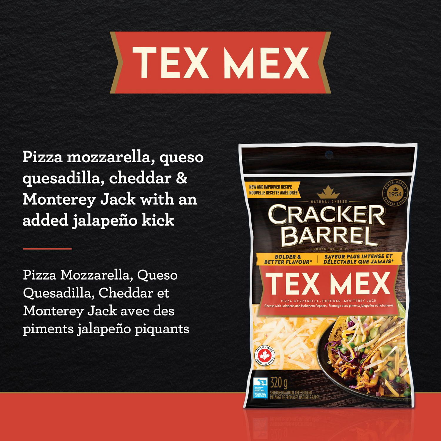 thumbnail image 4 of Cracker Barrel Tex Mex Shredded Cheese, 320g, 4 of 9