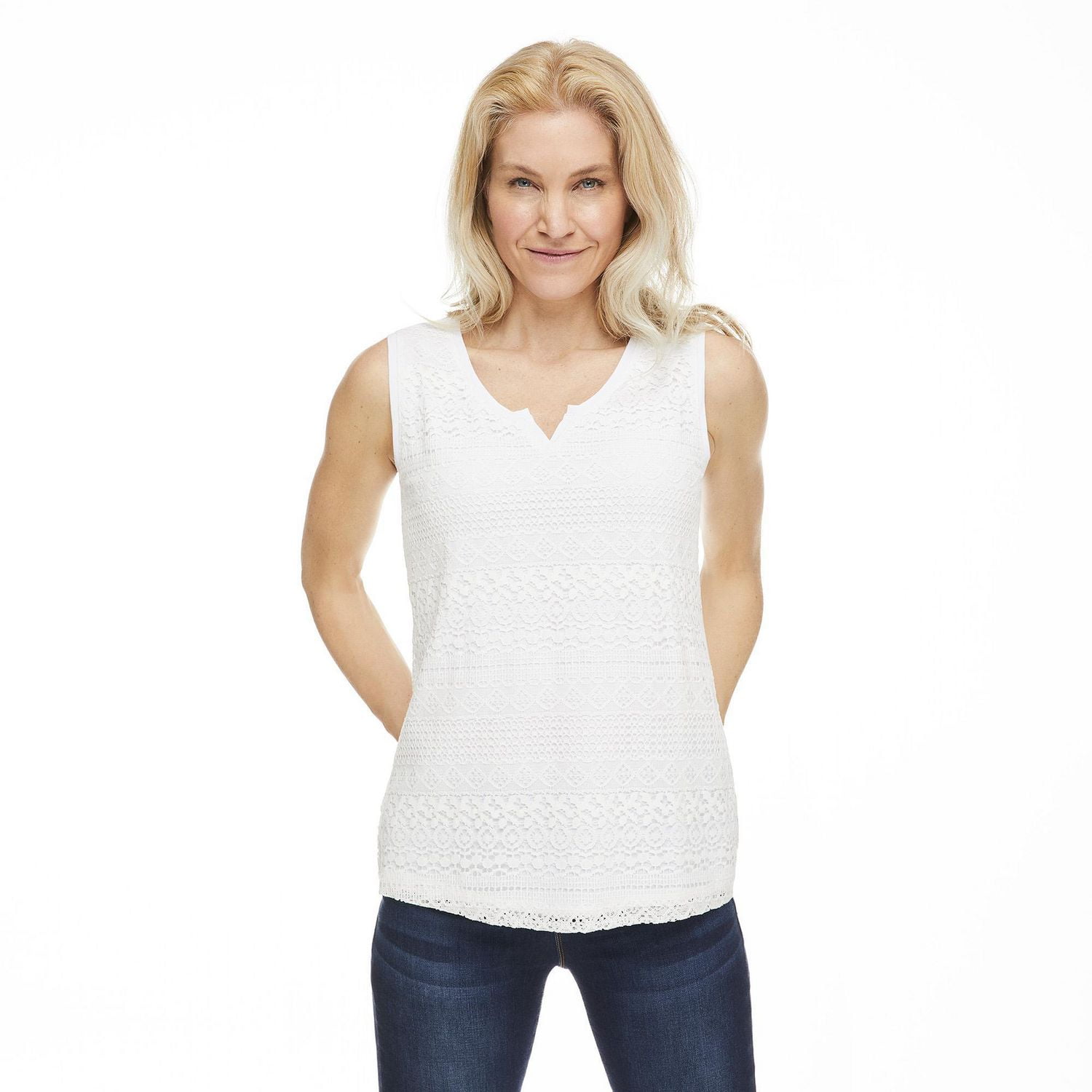 Penmans Women's Sleeveless Crochet Front Tank