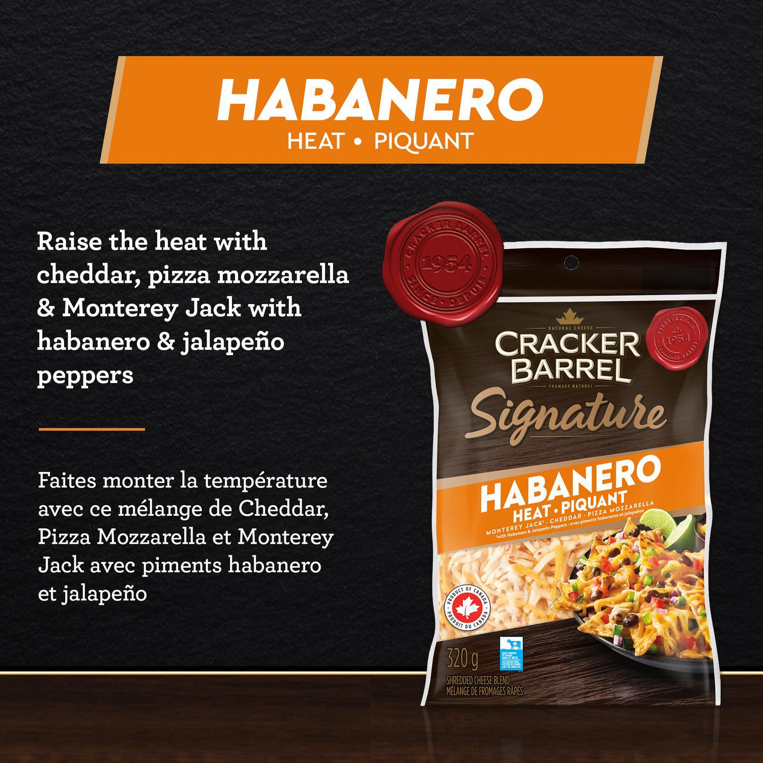 thumbnail image 2 of Cracker Barrel Shredded Cheese Habanero Heat, 320g, 2 of 4