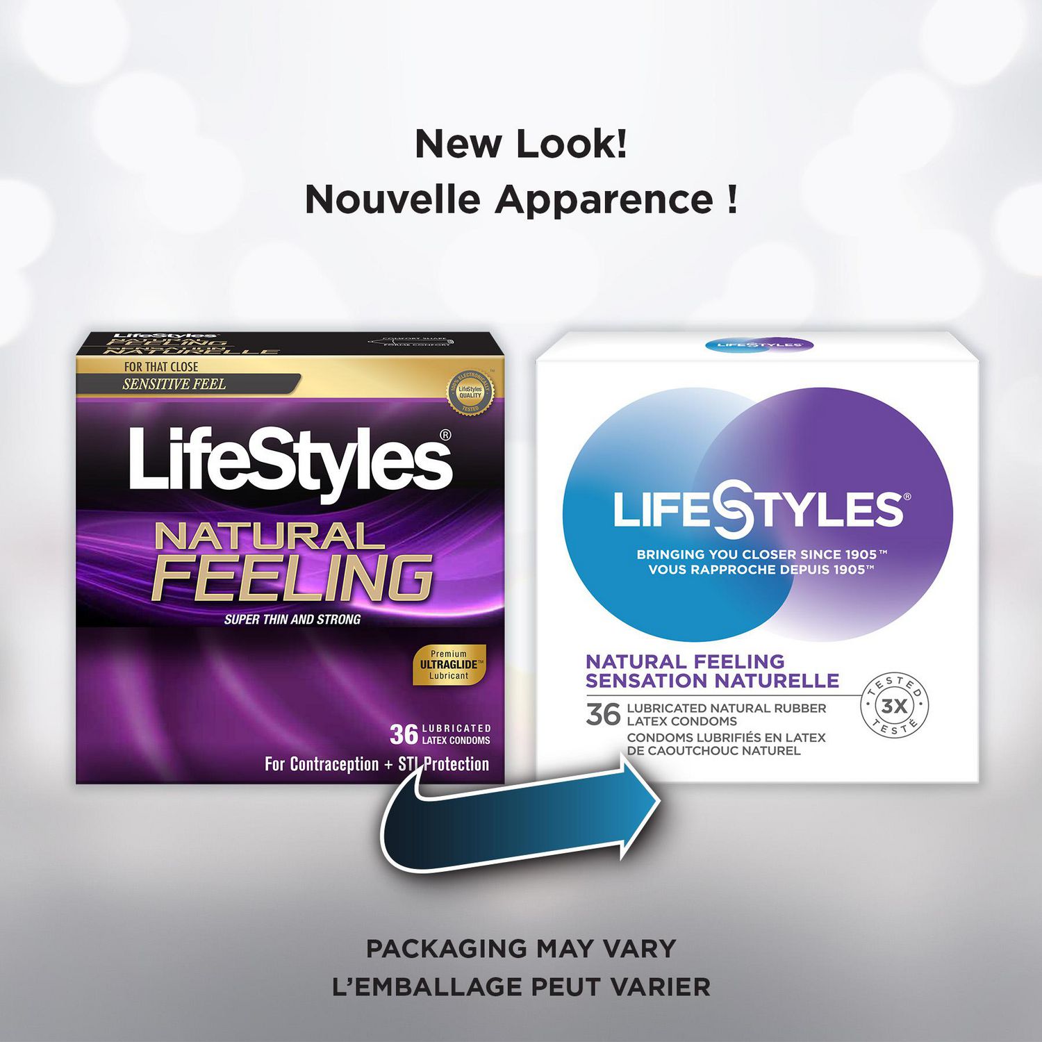 LifeStyles Natural Feeling Premium Lubricated Natural Rubber Latex Condoms,  36 Latex condoms