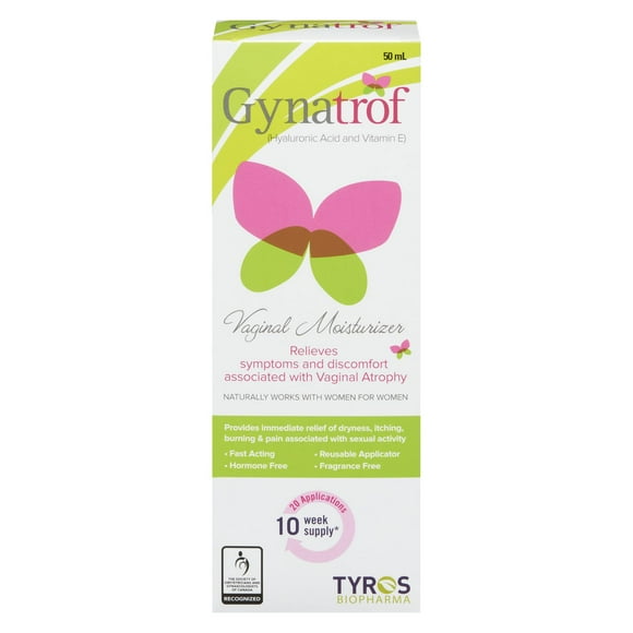 Gynatrof Hydratant vaginal naturel | Acide hyaluronique et vitamine E | Élimine la sécheresse vaginale | Action rapide, sans hormones et sans parfum