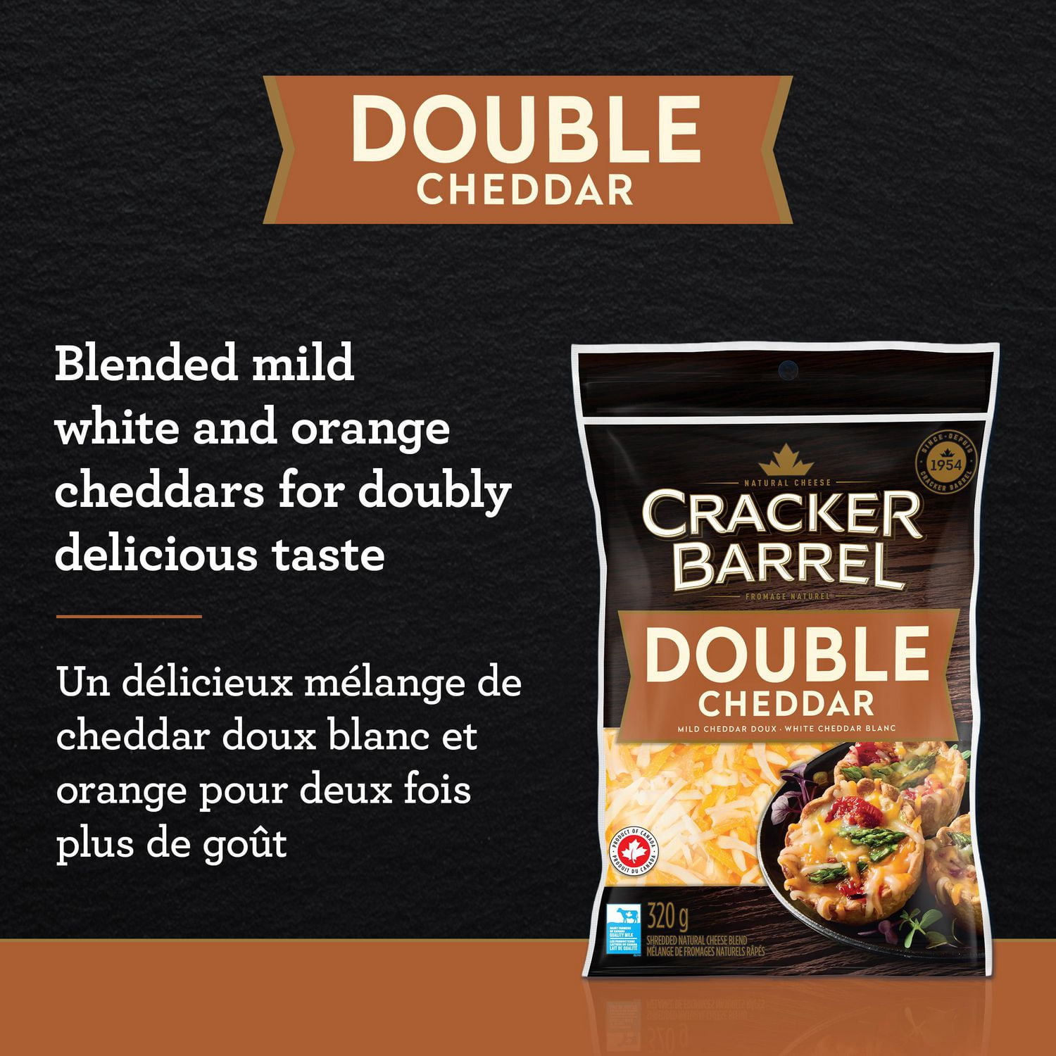 thumbnail image 4 of Cracker Barrel Fromage Râpé Double Cheddar, 320g, 4 of 8