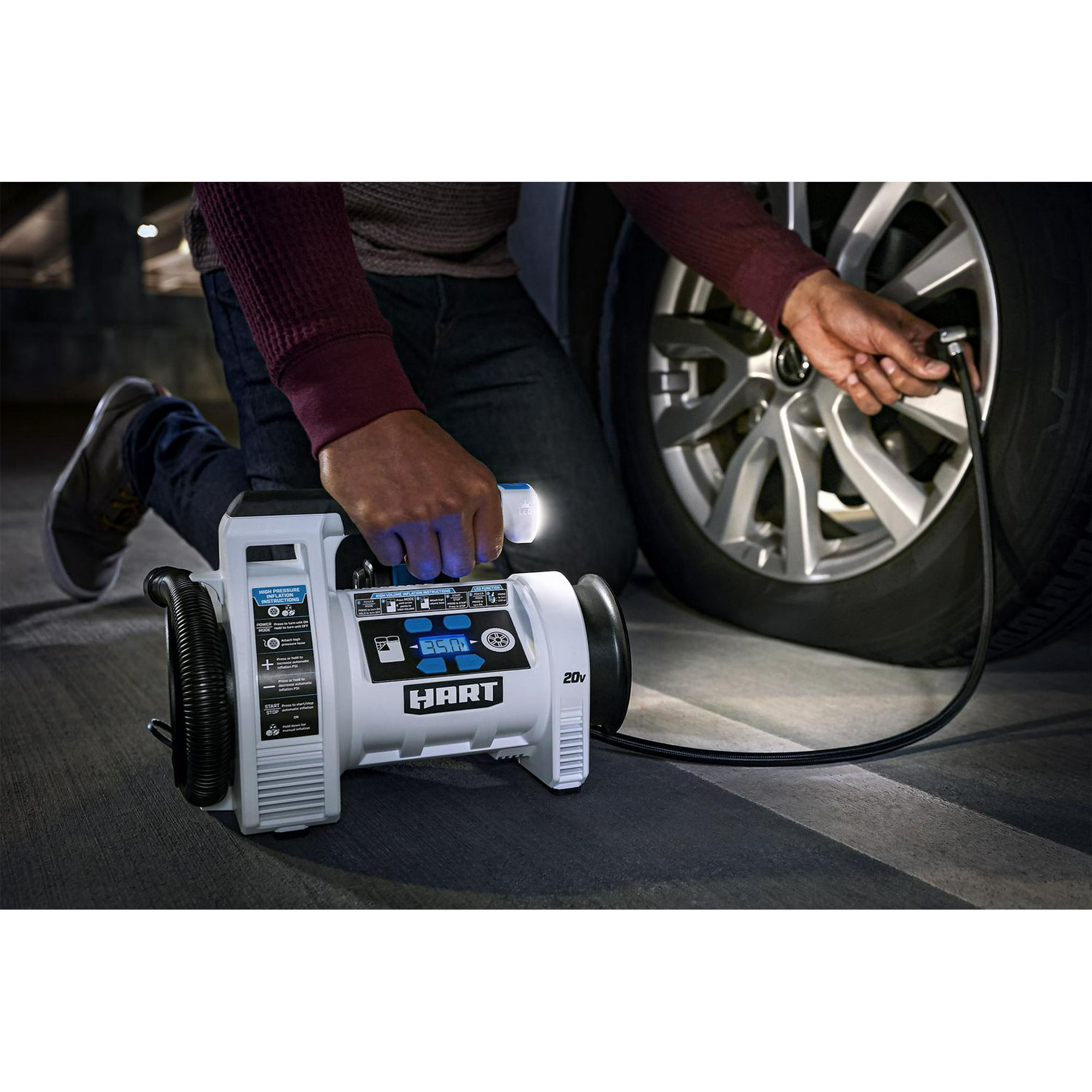 HART 20-Volt Cordless Dual Function Digital Inflator Kit (1) 20-Volt 1.5Ah Lithium-Ion Battery