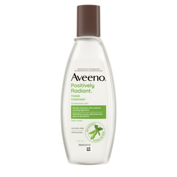 Tonifiant Aveeno Positively Radiant, peau tonifiée, avec soja, peau lisse, routine de soins cutanés, non comédogène 200 ml