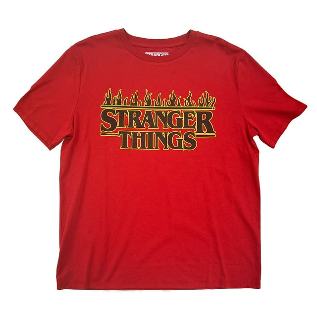 Stranger Things Ladies ST Logo Flames Short Sleeve Crew