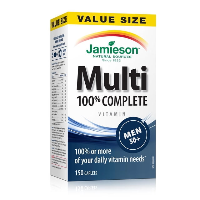 Jamieson 100% Complete Multivitamin Caplets for Men 50+ Value Size