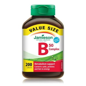 Jamieson Vitamin B50 Complex Caplets, Vegetarian, 200 Count