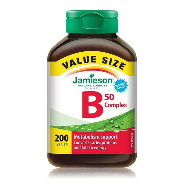 Jamieson Vitamin B50 Complex Caplets, Vegetarian, 200 Count