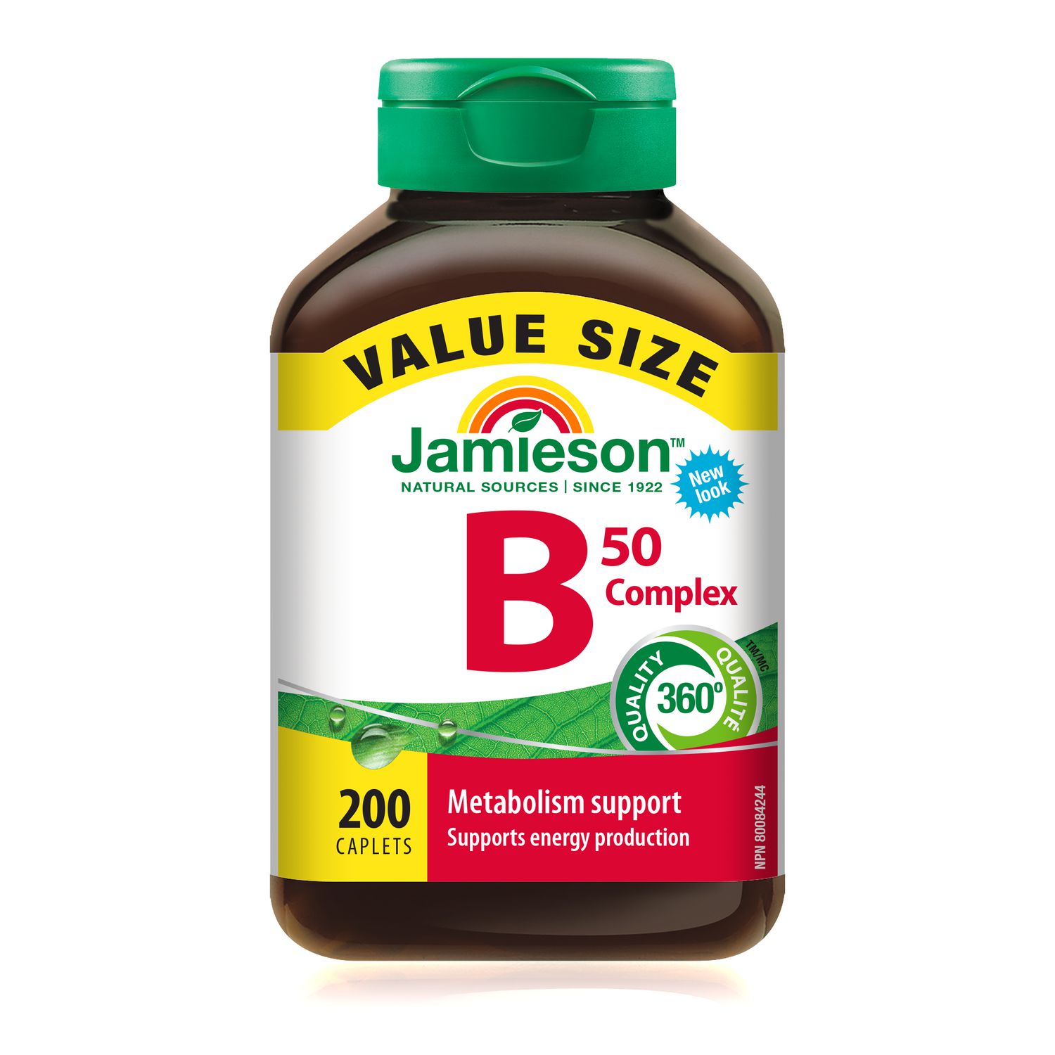 Jamieson Vitamin B50 Complex Caplets, Vegetarian, 200 Count