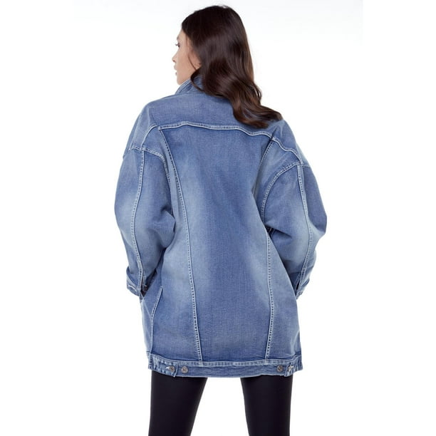 Jeaniologie ™ Women Oversized Denim Trucker Jacket | Vintage Light Blue