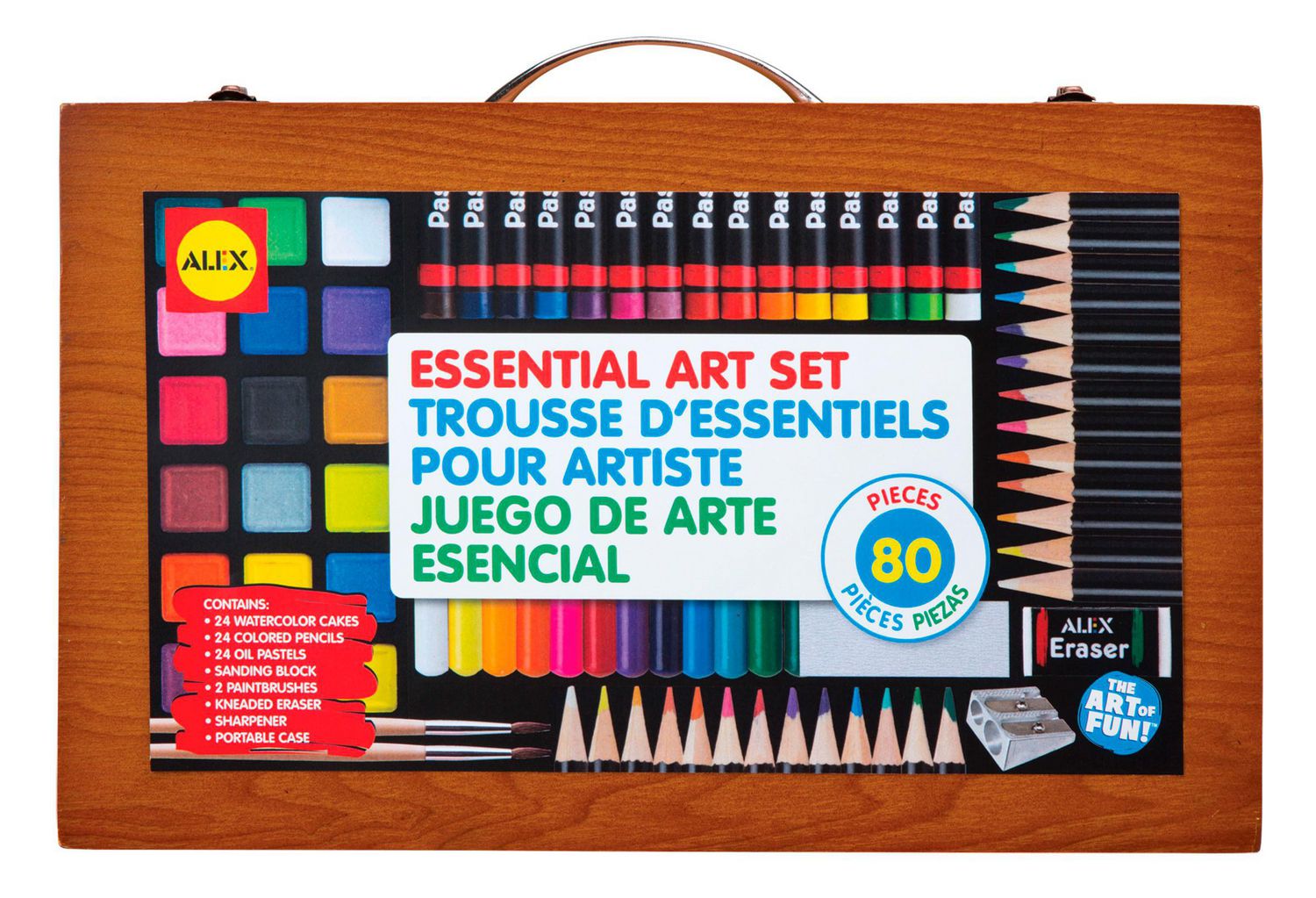 Portable Essential Art Supplies Set with Wood Carrying Case Walmart